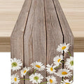 Farmhouse Table Runner, Rustic Wood Plank Spring Daisy Flower Retro Wooden Country Table Center Decor for Home Kitchen Dining Patio Holiday Party Indoor Outdoor Table Decorations, 13"x36" Inch