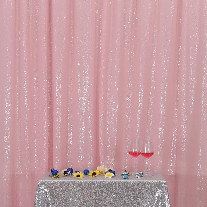 Poise3EHome 6FT x 8FT Pink Sequin Backdrop Photography Backdrop Curtain for Party Decoration, Pink
