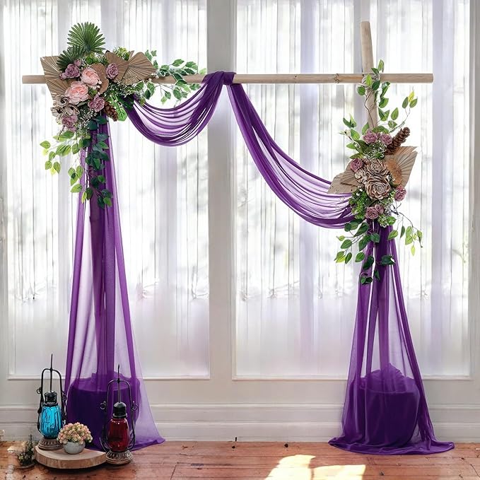 MDS Halloween Chiffon Draping Fabric - 1 Panel, 30" Wide x 30ft Long - Sheer Spooky Arbor & Canopy Drapery for Haunted House Backdrops, Party Ceilings, DIY Costumes & Themed Events - Cadbury Purple