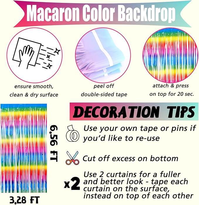 4 Pack Dark Rainbow Fringe Curtain Backdrop, 3.2Ft x 6.6Ft Metallic Tinsel Foil Fringe Streamers Background for Photo Booth Birthday Wedding Baby Shower Carnival Easter Mother’s Day Party Decorations