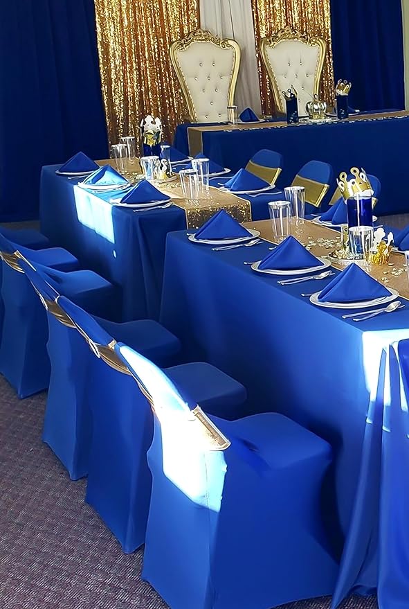 12 Packs 90 x 132 Inch Tablecloth, Royal Blue Polyester Table Cloth for 6ft Rectangle Tables,Washable Fabric TableCover for Wedding Banquets Parties Buffet Dining Table