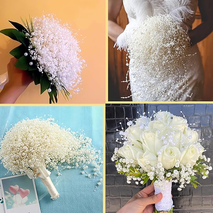 50 PCS Artificial Floating Beads for Centerpieces Vases, Red 8+3mm String Beads for Wedding Party Faux Pearl String for Decorating, String Pearls for Crafts Vase Filler