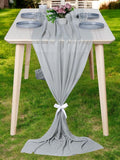 MDS 5 Pack 10ft Chiffon Table Runner 29 x 120 Inches Sheer Wedding Runner Romantic Rustic Table Runner for Wedding Decorations, Birthday Parties, Bridal Shower Party Arch Decor - Gray