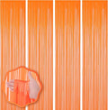 4 Pack Orange Foil Fringe Backdrop Curtains, Tinsel Streamers Birthday Party Decorations, Fringe Backdrop for Graduation, Baby Shower, Gender Reveal, Disco Party