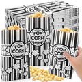200 Pcs Paper Popcorn Bags Bulk 2 oz Large Flat Bottom Boxes Red and White Disposable Container Sleeve Movie Night Popcorn Bucket for Retro Movie Themed Party Carnival Supplies (Black and White)
