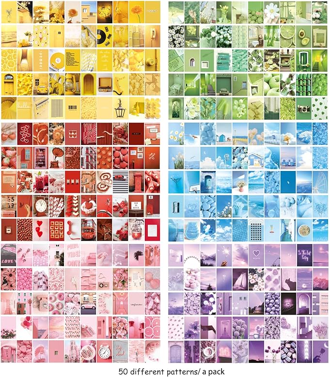 6 Sets 300 Pcs Washi Stickers Set Cute Aesthetic Sticker Book for Journaling, DIY Decorative Paper Sticker Decals for Bullet Journal Art Scrapbooking Diary Card Craft Gift Album Notebook Stationery