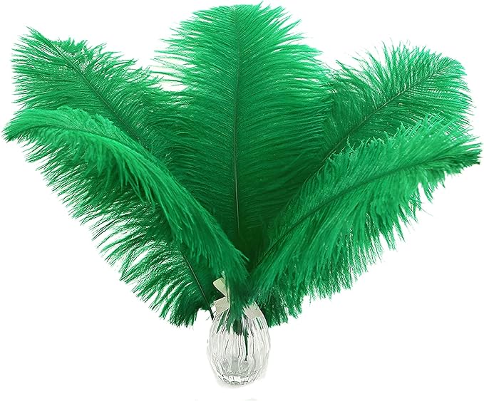 Ballinger Green Long Ostrich Feathers - 12Pcs 14-16inch Large Feathers for Tall Vase,Wedding Party Centerpieces and Holiday Home Decor