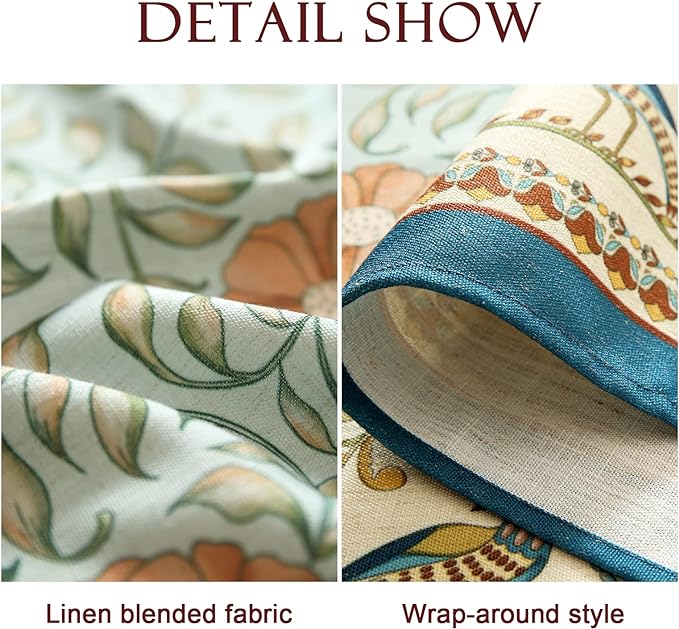 patdrea Designer French Linen Blue Tablecloth for Sqaure Table,Vintage Floral Table Cloth,Colorful Decoration Small Cover Kitchen Dining for Tea Party,Thanksgiving,Christmas,55"x55"-Wensel