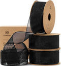 Vitalizart Black Ribbon Organza Sheer Ribbon 1 inch x 30Yd Handmade Fabric Ribbons for Gift Wrapping Christmas Tree Crafts Bows Wedding Invitations Wreaths Wrap