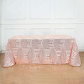 Efavormart 90"X132" Blush Rose Gold Sparkly Sequin Geometric Tulle Rectangular Tablecloth