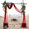 MDS Halloween Chiffon Draping Fabric - 2 Panel, 30" Wide x 30ft Long - Sheer Spooky Arbor & Canopy Drapery for Haunted House Backdrops, Party Ceilings, DIY Costumes & Themed Events - Apple Red