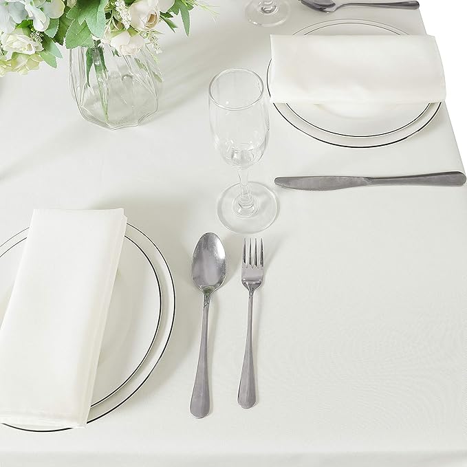 Cupuamon Square Tablecloth 90x90 inch Washable Polyester Fabric Table Cloth for Wedding Party Dining Banquet Decoration（90x90,Ivory）
