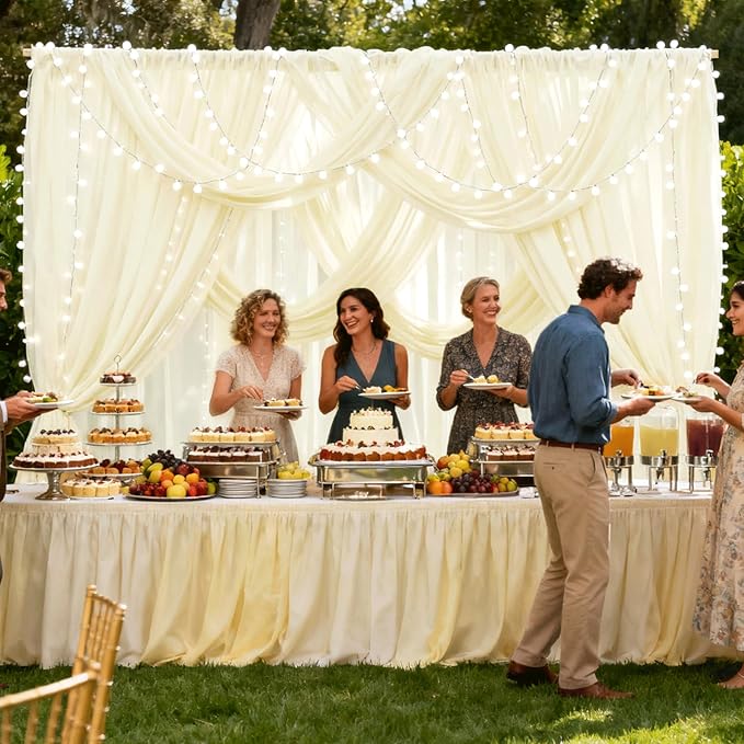 Wedding Arch Draping Fabric 29" x 18 FT Light Yellow Sheer Chiffon Outdoor Curtain Drapes for Wedding Birthday Party Ceremony Decor(1 Panel, Light Yellow)
