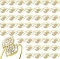 Hotop 300 Pcs Napkin Rings Gold Table Decorations, Elegant Bling Leaves Napkin Rings, Rhinestone Guest Towels Buckle for Wedding Gold Party, Thanksgiving Christmas Dinner Banquet Table Decoration