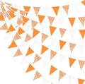 32Ft Orange Party Decorations Orange Buffalo Plaid Checkered White Triangle Flag Gingham Pennant Bunting Fabric Garland Streamers for Fall Autumn Wedding Birthday Thanksgiving Picnic Garden Decor