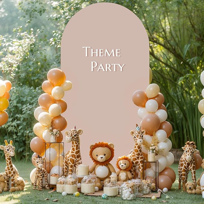 6FT Nude Arch Backdrop Cover - Polyester Fitted Wedding Arch Stand Covers Round Top Chiara Arch Backdrop Cover for Birthday Party Banquet Photo Background Decoration