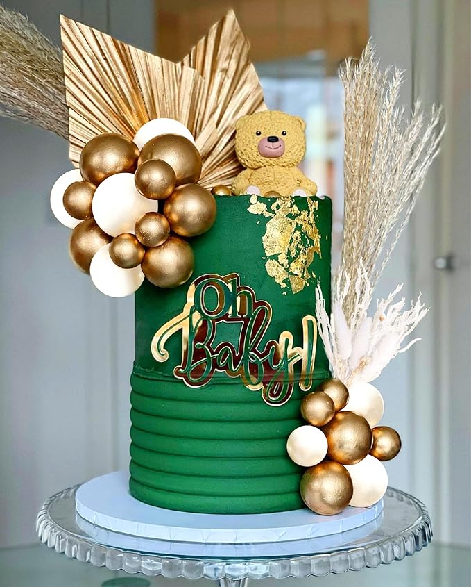 JeVenis Champagne Cake Decoration Gold Balls Cake Decoration Gold Palm Leaves Cake Topper Bohemian Wedding Birthday Birthday Anniversary