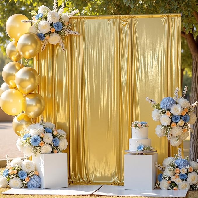 20ftx10ft Gold Sequin Backdrop Curtain for Parties, 4 Panels 5x10FT Shimmer Wrinkle Free Glitter Photo Backdrop Drapes Back Drop Cloth for Wedding Birthday Christmas Photography Background