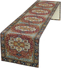 Vintage Boho Floral Table Runner, Rustic Country Farmhouse Red Blue Gold Retro Flower Pattern for Home Kitchen Table Decor Dining Coffee Room Party Decor 13x90in
