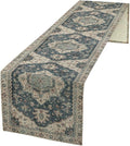 Boho Bohemia Style Table Runner, Vintage Blue Retro Flower Rustic Country Style Floral Print Pattern for Home Kitchen Table Decor Dining Coffee Room Garden Party Decor 13x120in
