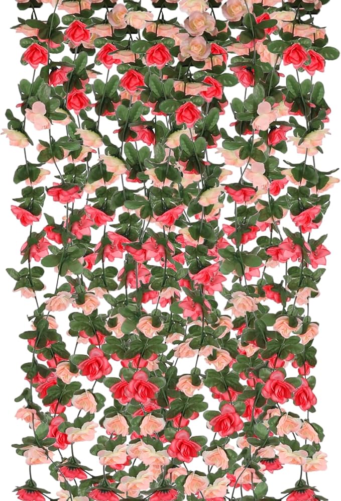 10 Pcs 82FT Flower Garland, Artificial Rose Garland Flowers Plants Fake Flower Hanging Rose Ivy, Birthday Party Valentine's Day Wedding Wall Arch Decor
