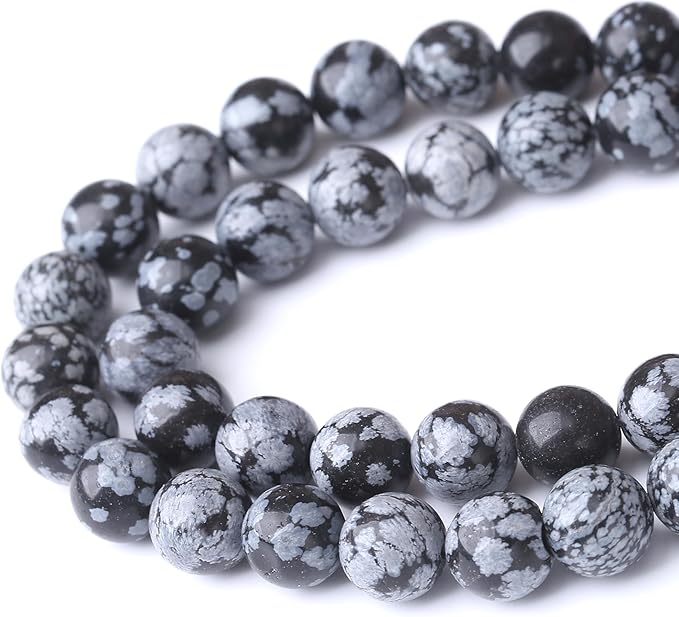 Snowflake Stone Beads for Jewelry Making DIY Craft Gemstone Beads Kit (4mm, 88pcs) Smooth Healing Crystal Beads for Bracelets, Necklaces, Home Decor