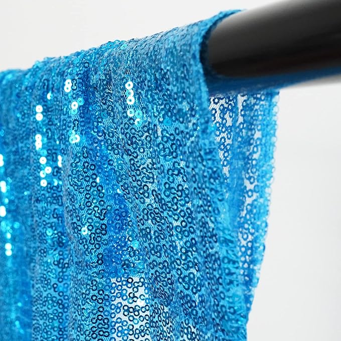 Poise3EHome Turquoise Sequin Backdrop Curtains, 4 Panels Sequin Backdrop, 2FTx8FT Sequin Curtains for Party Wedding Sequence Backdrop