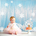 ShinyBeauty Aqua Photo Backdrop 8FTx10FT Sequin Curtain Sparkle Drapes Iridescent Blue Mermaid Fabric Backdrops for Photograph, Birthday, Wedding Background