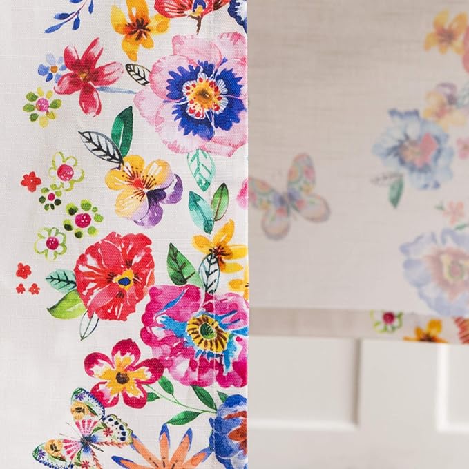 Maison d' Hermine Table Runner 100% Cotton Single Layer Table Runners 108 inches Long Decorative for Home Dining Party Wedding Bridal Shower Spring Summer (Happy Florals - High Summer, 14.50" x 108")