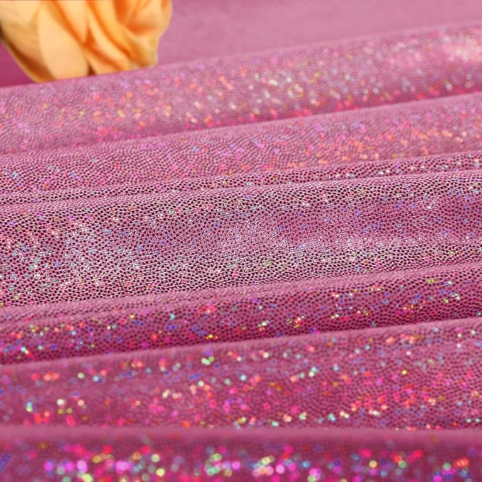 Fitable Fuchsia Sequin Tablecloth for Parties 60 Inch Round- Sparkle Glitter Laser Round Overlay for Baby Shower Ceremony Birthday Holiday Banquet?Best for 24-48 inch Diameter Round Table