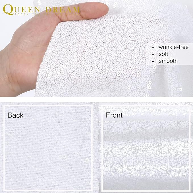 White Sequin Backdrop Curtain 7ft x 7ft Party Backdrop Curtains Sparkly Photo Backdrop for Party Wedding Birthday Wall Decoration
