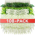 Wisteria Hanging Flowers,Fake Hanging Flowers,Wisteria artificiales Garland for Home Wedding Arch Floral Party Garden Ceremony Outdoor Decor,3.6 feet Long(108,White)