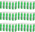 6 Pack 29x108 Inch Silver Green Metallic Foil Fringe Tinsel Table Skirts for Rectangle Tables Streamer Curtains Backdrop for Birthday, Parade Floats, Mardi Gras, St Patrick Day Party Decoration