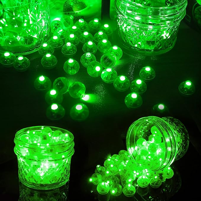 Aogist 100pcs Green Balloon Light, Long Standby Time Waterproof Mini Ball Light, Round LED Lamp for Paper Lantern Balloon Party,Wedding,Birthday,Festival,St. Patrick's Day and Christmas Decorative