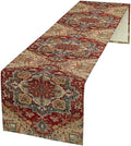 Boho Bohemia Style Table Runner, Vintage Red Brown Retro Flower Rustic Country Style Floral Print Pattern for Home Kitchen Table Decor Dining Coffee Room Garden Party Decor 13x60in