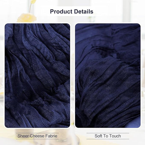 10 Pack Navy Blue Cheesecloth Table Runner 35x120 Inch 10Ft Rustic Gauze Cheese Cloth Table Runner Sheer Cheesecloth Table Runners for Wedding Party Bridal Shower Decoration