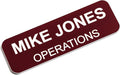 Custom Engraved Name Tag Badges – Personalized Identification with Pin or Magnetic Backing, 1 Inch x 3 Inches, Claret/White