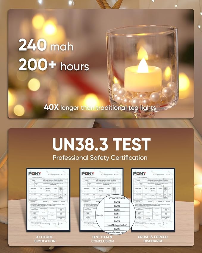 Homemory 100 Pcs Battery Tea Lights Bulk, Flameless Flickering Warm White Electric Tea Candles, Long Lasting Battery Life, Ideal for Votive, Party, Dining Room