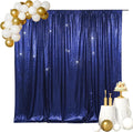 SquarePie Sequin Backdrop Less Transparent Background Sparkly Curtain for Wedding Party 4FT x 7FT Navy Blue