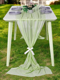 MDS 20 Pack 10ft Chiffon Table Runner 29 x 120 Inches Sheer Wedding Runner Romantic Rustic Table Runner for Wedding Decorations, Birthday Parties, Bridal Shower Party Arch Decor - Sage Green