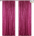 Sugargirl Fuchsia Sequin Backdrop Curtain 2 Panels 2FTx8FT Glitter Fuchsia Background Drapes Sparkle Photography Backdrop for Party Wedding Birthday Wall Decoration