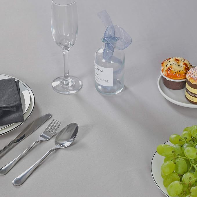 120 inch Round Tablecloth Washable Polyester Table Cloth Decorative Table Cover for Wedding Party Dining Banquet（120 inch,Silver）