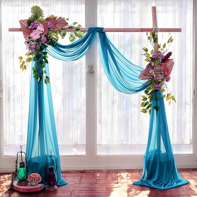 MDS Halloween Chiffon Draping Fabric - 1 Panel, 30" Wide x 30ft Long - Sheer Spooky Arbor & Canopy Drapery for Haunted House Backdrops, Party Ceilings, DIY Costumes & Themed Events - Dark Teal