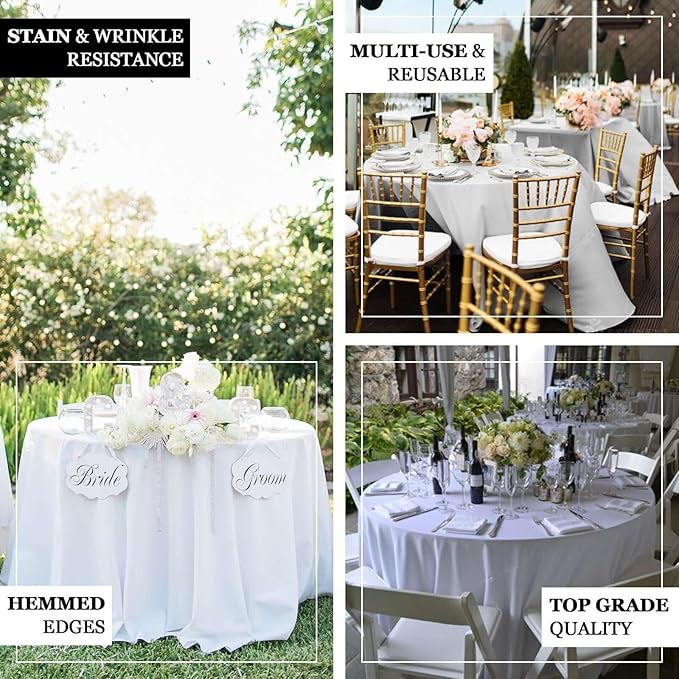 Efavormart Round Tablecloth, 108 Inch Stain & Wrinkle Resistant Washable Table Cloth, Decorative Polyester Fabric Table Cover for Banquet, Wedding, Dining- Burgundy
