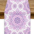 Purple Pink Mandala Table Runner, Traditional Indian Boho Mandala Flowers Print Table Runne for Kitchen Dining Table Office Wedding Party Holiday Home Decor, 13x90inch