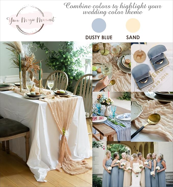 Gauze Table Runner Bulk Cheesecloth 141 in Long Natural Table Runner for Wedding Bohemian Boho Wedding Decorations Beige Cheese Cloth Runner Gauze Fabric Sand