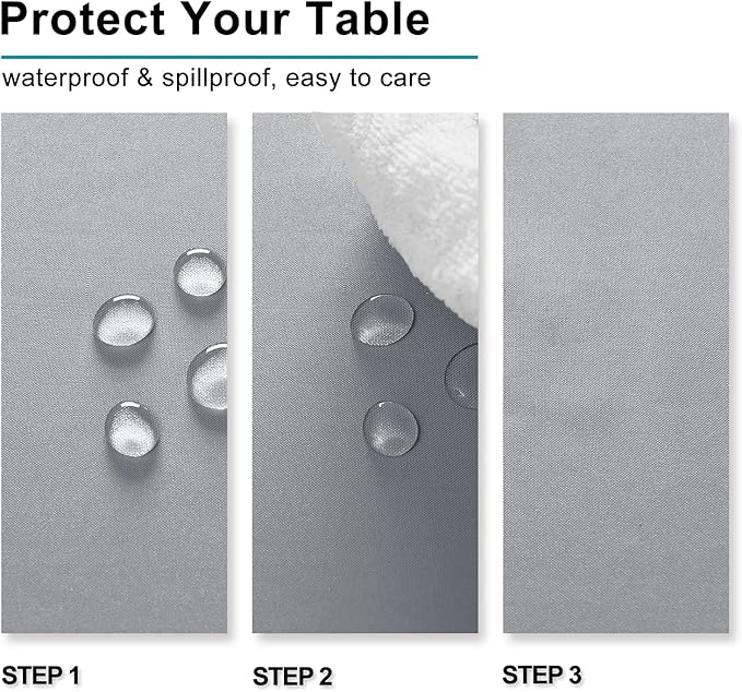 Hiasan Silver Grey Square Tablecloth - Waterproof and Spillproof Washable Fabric Table Cloth for Dining Room Kitchen Party and Outdoor, 70 x 70 Inch