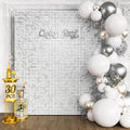 Qcity Matte White Sequin Wall Backdrop 30PCS, Black Back Not See-Through Design, Square Sequin Glitter Backdrop Panel, Perfect for Outdoor Events, Birthdays, Wedding and Party Decoration