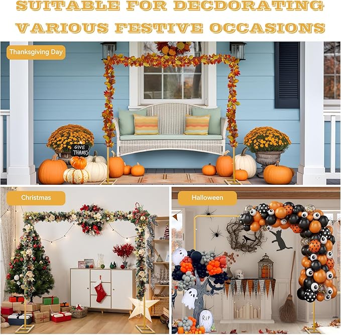 Wedding Arch Backdrop Stand Square 8.2FT Heavy Duty Metal Frame, Balloon Arch Stand Adjustable Photo Booth Decor for Baby Showers, Halloween Parties, Birthdays, Anniversaries