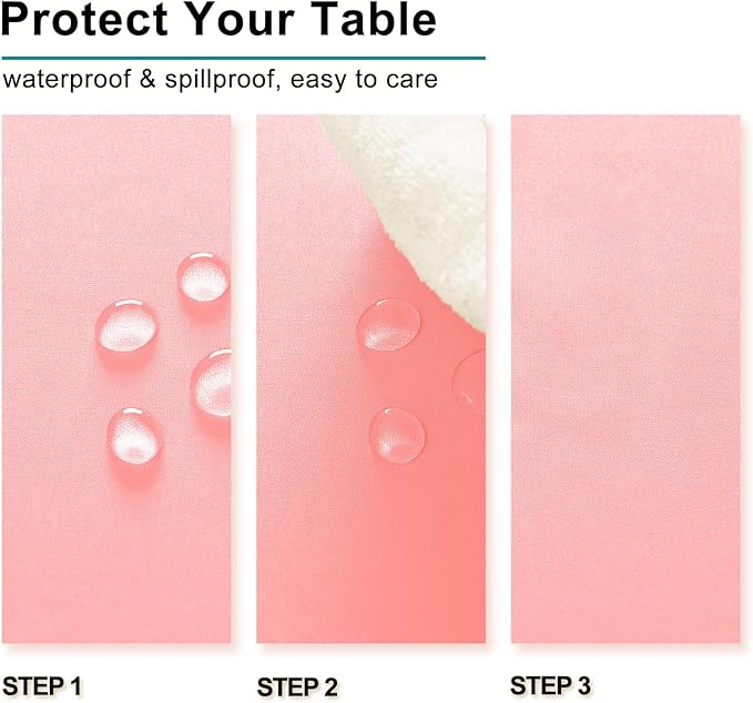 Hiasan Rose Pink Tablecloth for Rectangle Tables - Waterproof and Spillproof Washable Fabric Table Cloth for Dining Room Kitchen Party, 52 x 70 Inch